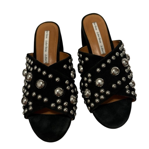 & other stories black & silver studded mule heeled sandals 37 - Picture 4 of 9